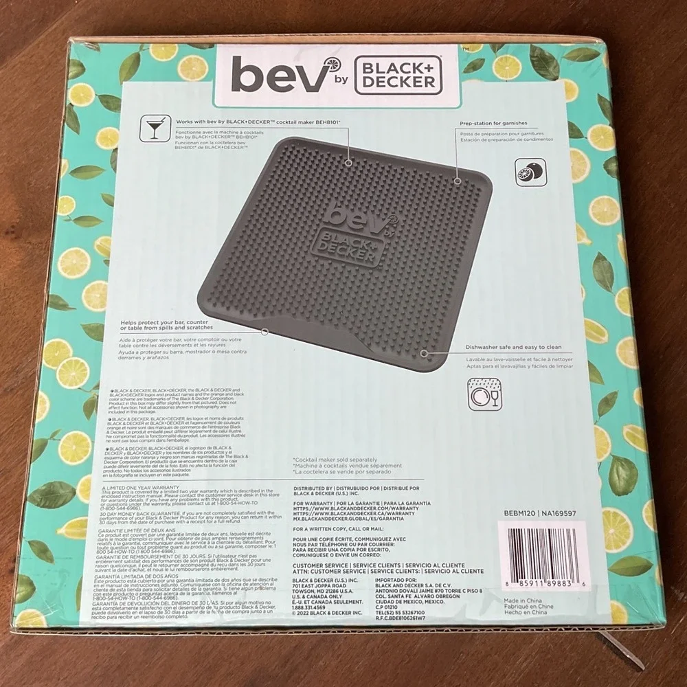 bev by BLACK+DECKER Cocktail Maker Bar Mat BEBM120 Gray Silicone Prep Station